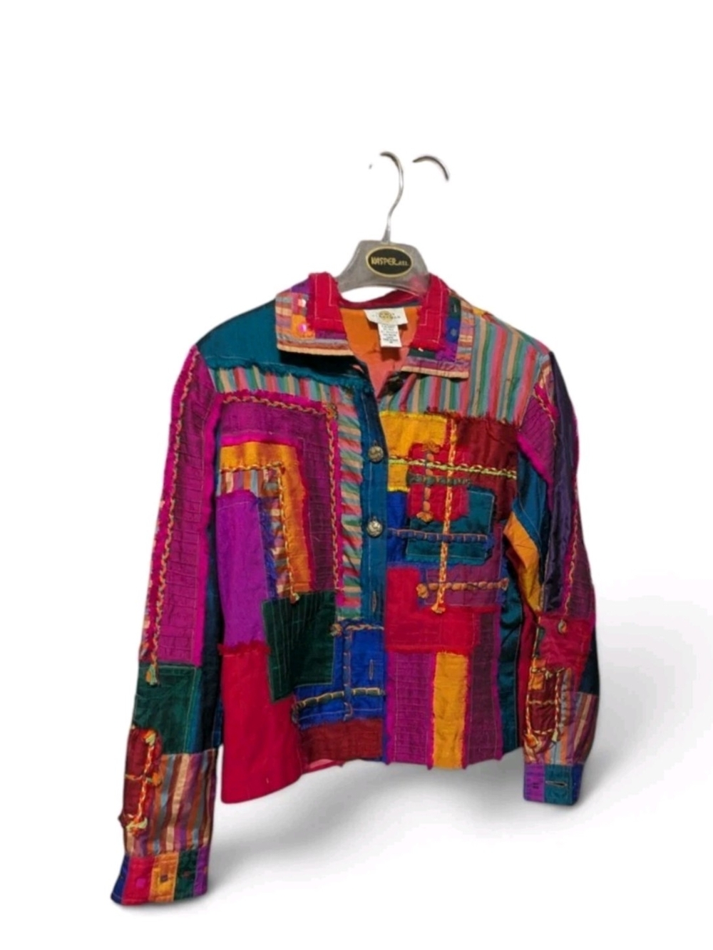 Sandy Starkman Patchwork Silk Blend jacket Size Med